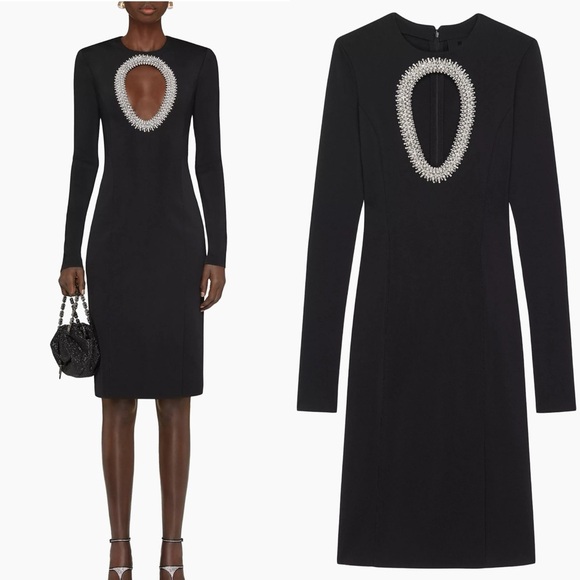 GIVENCHY Cutout embellished stretch-knit dress